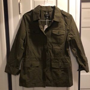 Talbots Sz L Twill Field Jacket Green NWT